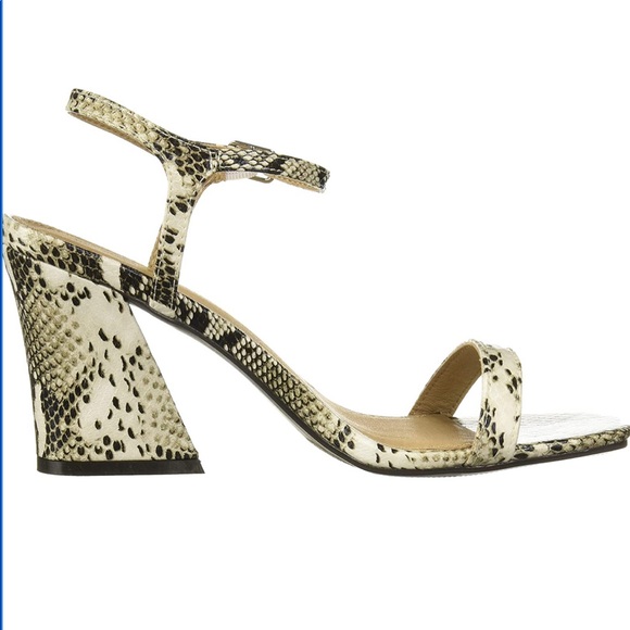 Snake Square Toe Flare BlockHeel Minimalist Sandal - Picture 2 of 4